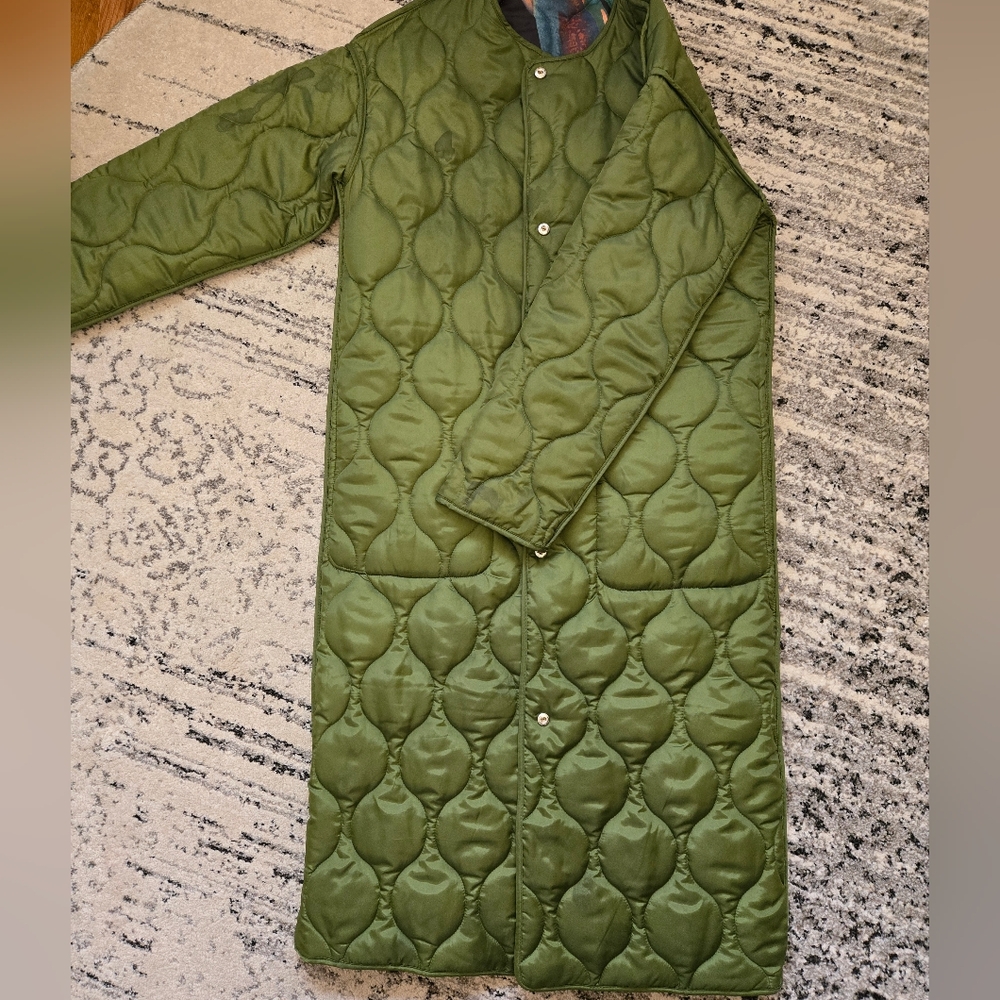 Never Fully Dressed NFD Green Quilted Reversivle Long Coat - Picture 1 of 3